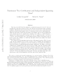 Dominator Tree Certification and Independent Spanning Trees