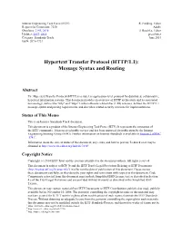 Hypertext Transfer Protocol (HTTP/1.1): Message Syntax and Routing