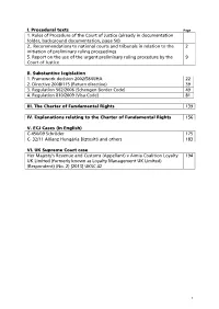 I. Procedural Texts 1. Rules of Procedure of the Court of Justice