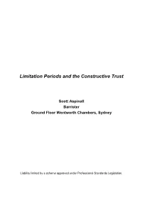 Limitation Periods and the Constructive Trust