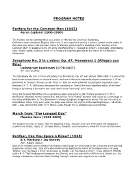 PROGRAM NOTES Fanfare for the Common