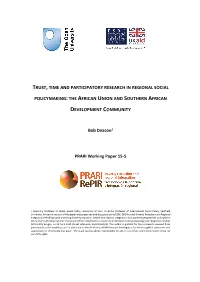 Trust, Time and Participatory Research in Regional Policy Processes