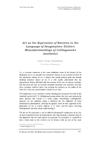 Art As the Expression of Emotion in the Language of Imagination: Dickie's Misunderstandings of Collingwood's Aesthetics