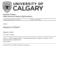 Aspects of Idiom*