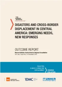 Disasters and Cross-Border Displacement in Central America: Emerging Needs, New Responses