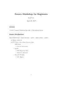 Emacs Workshop for Beginners