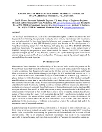 Enhancing the Sediment Transport Modeling Capability of a Watershed Modeling Framework