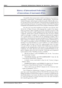 History of International Federation of Associations of Anatomists IFAA