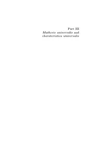 Part III Mathesis Universalis and Charateristica Universalis