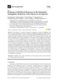 Proteome Cold-Shock Response in the Extremely Acidophilic Archaeon, Cuniculiplasma Divulgatum