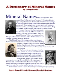 Diamond Dan's Mineral Names Dictionary