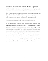 Negative Capacitance in a Ferroelectric Capacitor