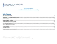 Table of Contents NEW COURSES 2019-2020