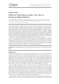 Different Preservation Levels: the Case of Scholarly Digital Editions