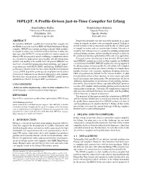 Hiperjit: a Profile-Driven Just-In-Time Compiler for Erlang