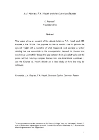 J.M. Keynes, F.A. Hayek and the Common Reader