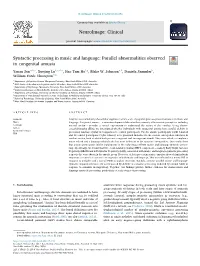 Syntactic Processing in Music and Language Parallel Abnormalities Observed in Congenital Amusia