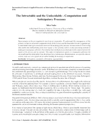 The Intractable and the Undecidable - Computation and Anticipatory Processes