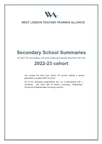 WLTTA Secondary School Summary Descriptions
