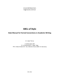 Abcs of Style for Papers and Handouts