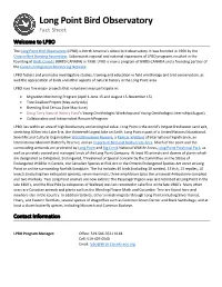 Long Point Bird Observatory Fact Sheet