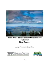 Pack Monadnock Raptor Observatory Fall 2020 Final Report