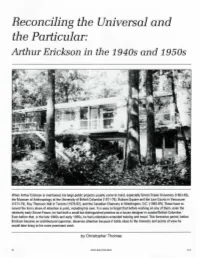 Reconciling the Universal and the Particular: Arthur Erickson in the 1940S and 1950S