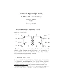 Signaling Games Y ECON 201B - Game Theory