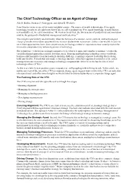 The Chief Technology Officer As an Agent of Change Nils H