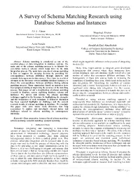 A Survey of Schema Matching Research Using Database Schemas and Instances
