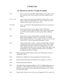 A Time Line St. Francis and St. Clare of Assisi