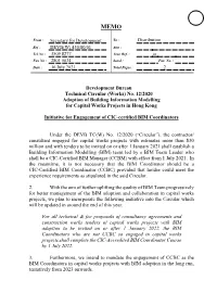 Development Bureau Technical Circular (Works) No. 12/2020 Adoption of Building Information Modelling for Capital Works Projects in Hong Kong