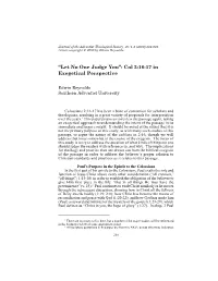 "Let No One Judge You": Col 2:16-17 in Exegetical Perspective