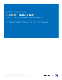 Q4 2020 Viacomcbs Inc Earnings Call on February 24, 2021 / 9:45PM