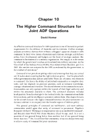 The Higher Command Structure for Joint ADF Operations
