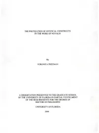 The Poetization of Mystical Constructs in the Work of Novalis