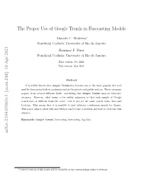 The Proper Use of Google Trends in Forecasting Models Arxiv