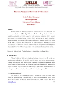 Thematic Analysis in the Novels of Vikram Seth