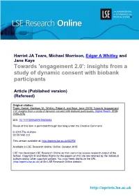 Towards 'Engagement 2.0': Insights from a Study of Dynamic Consent with Biobank Participants