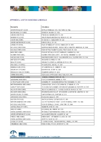 Appendix 1: List of Assessed Landfills