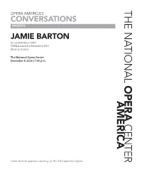 Jamie Barton in Conversation Program