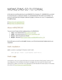 Mdns/Dns-Sd Tutorial