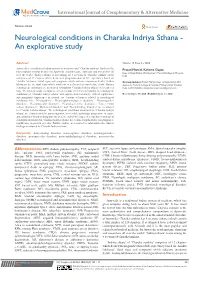 Neurological Conditions in Charaka Indriya Sthana - an Explorative Study