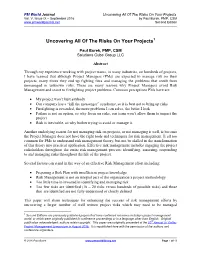 Uncovering All of the Risks on Your Projects Vol
