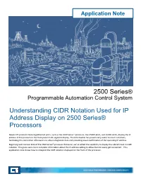 Understanding CIDR Notation Used for IP Address Display on 2500 Series® Processors