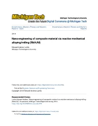 Nano-Engineering of Composite Material Via Reactive Mechanical Alloying/Milling (RMA/M)