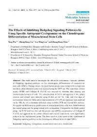 The Effects of Inhibiting Hedgehog Signaling Pathways by Using Specific Antagonist Cyclopamine on the Chondrogenic Differentiation of Mesenchymal Stem Cells