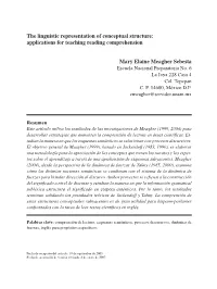 The Linguistic Representation of Conceptual Structure: Applications for Teaching Reading Comprehension