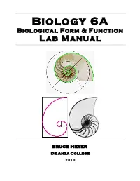 Biology 6A Biological Form & Function Lab Manual