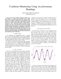 Condition Monitoring Using Accelerometer Readings